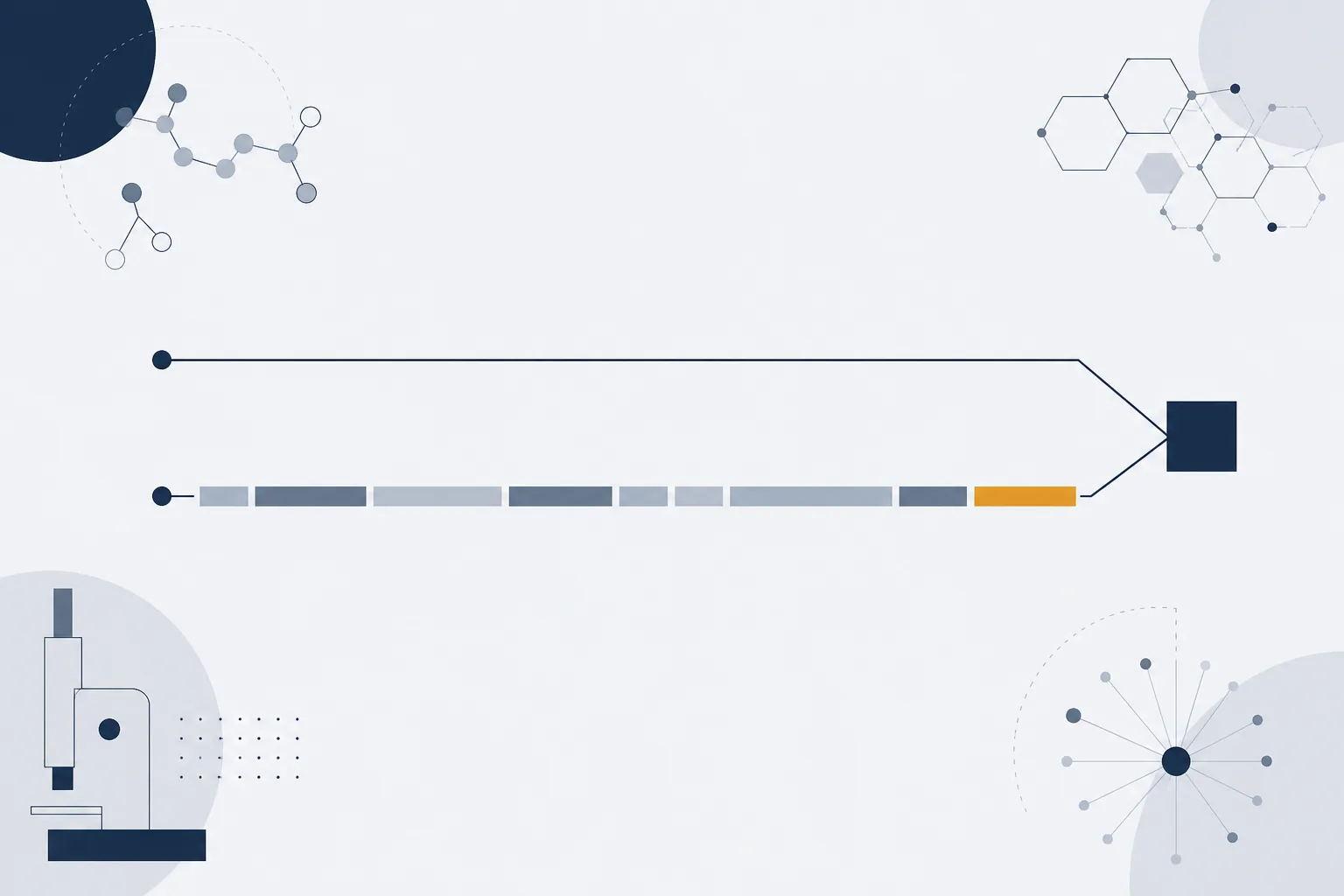 Abstract illustration of two parallel horizontal tracks, one short and direct, the other long and interrupted by several staged blocks, converging on the same endpoint.
