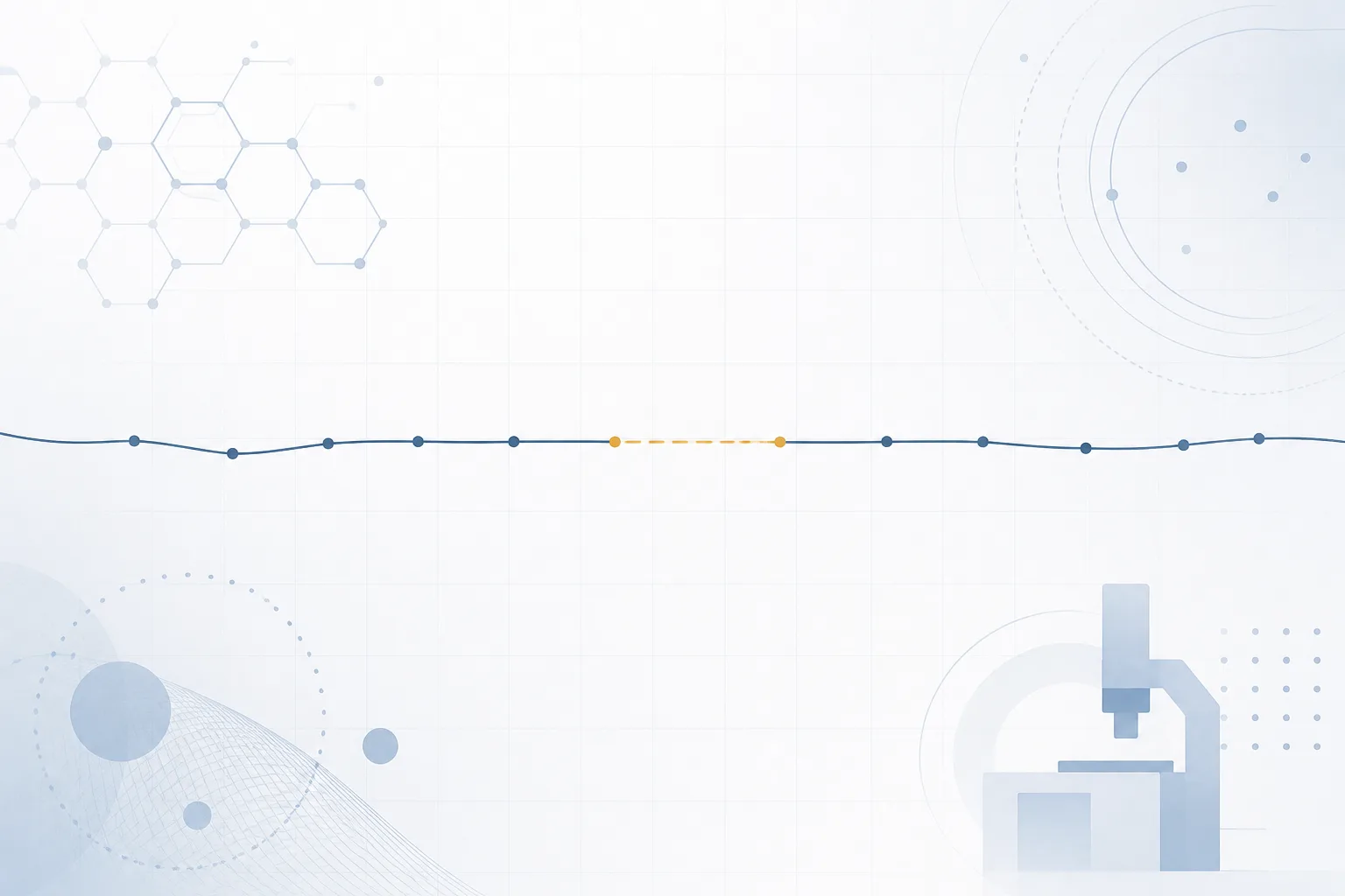 Abstract illustration of a continuous thin trace running across a grid, with evenly spaced sample points along it and one short gap where the points stop.
